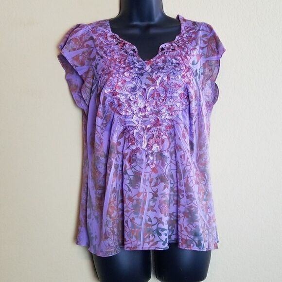 One World Live and Let Live Purple Top - Picture 1 of 6